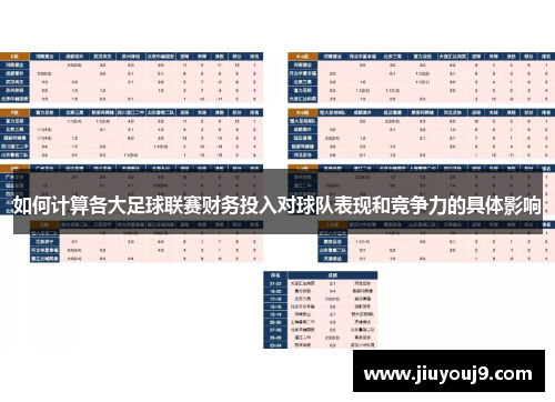 如何计算各大足球联赛财务投入对球队表现和竞争力的具体影响 如何计算各大足球联赛财务投入对球队表现和竞争力的具体影响