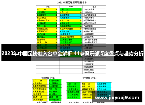 2023年中国足协准入名单全解析 44家俱乐部深度盘点与趋势分析 2023年中国足协准入名单全解析 44家俱乐部深度盘点与趋势分析