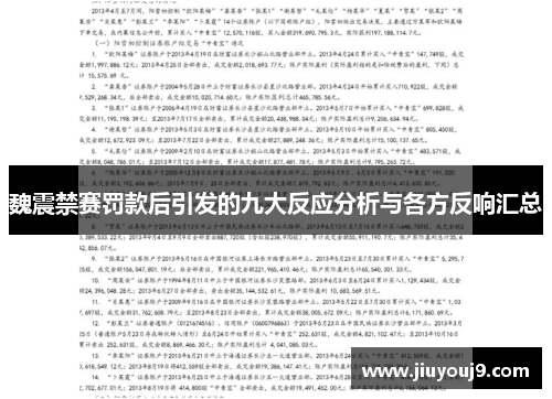魏震禁赛罚款后引发的九大反应分析与各方反响汇总 魏震禁赛罚款后引发的九大反应分析与各方反响汇总